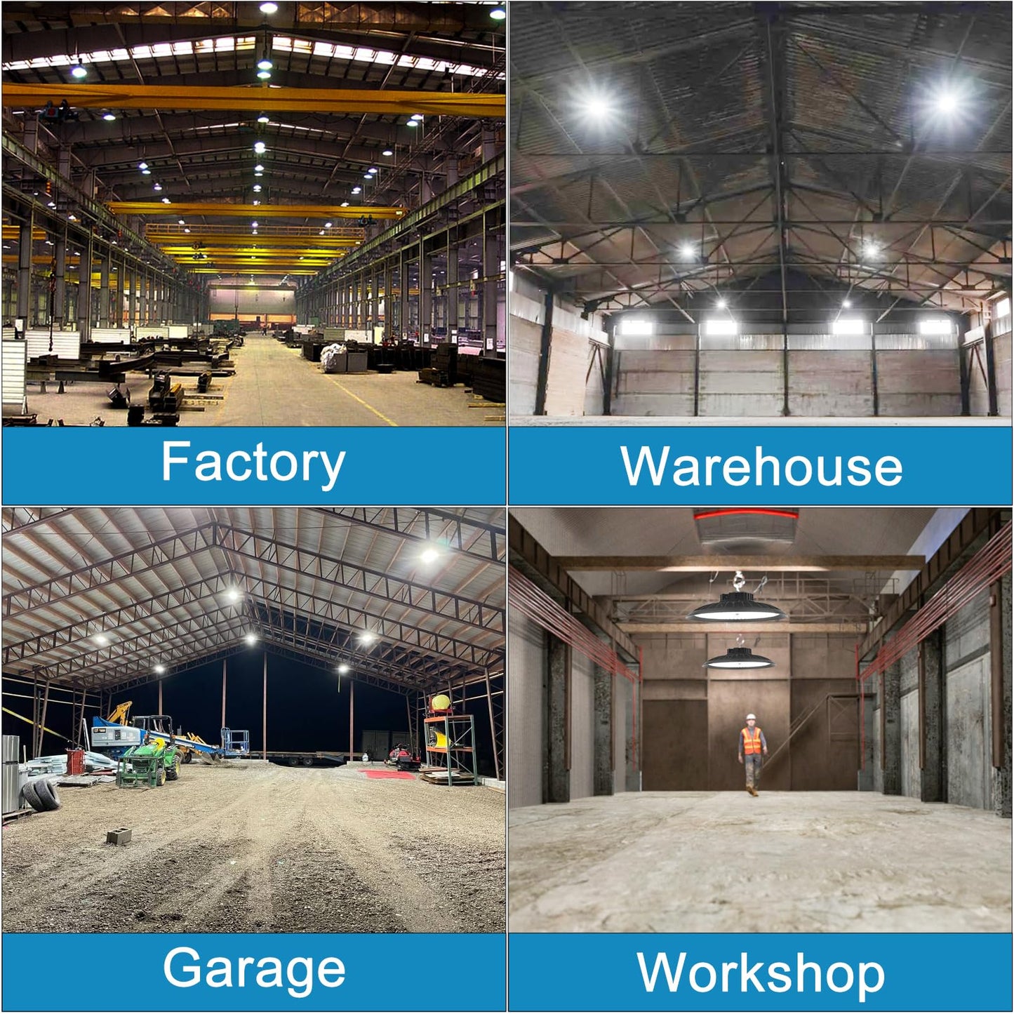 Lightdot 250W High Bay LED Shop Light 100-277V 37500Lm Commercial High Bay Lights Plug and Play UFO LED Lights for Warehouse Workshop Barn 5 Yrs Warranty-6Pack
