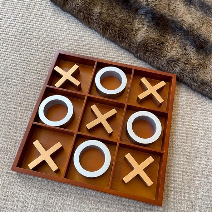 GSE Games & Sports Expert 14 Giant Wooden Tic-Tac-Toe Game Set. Classic Family Travel Board Game Great for Office Living Guest Room Coffee Table Décor