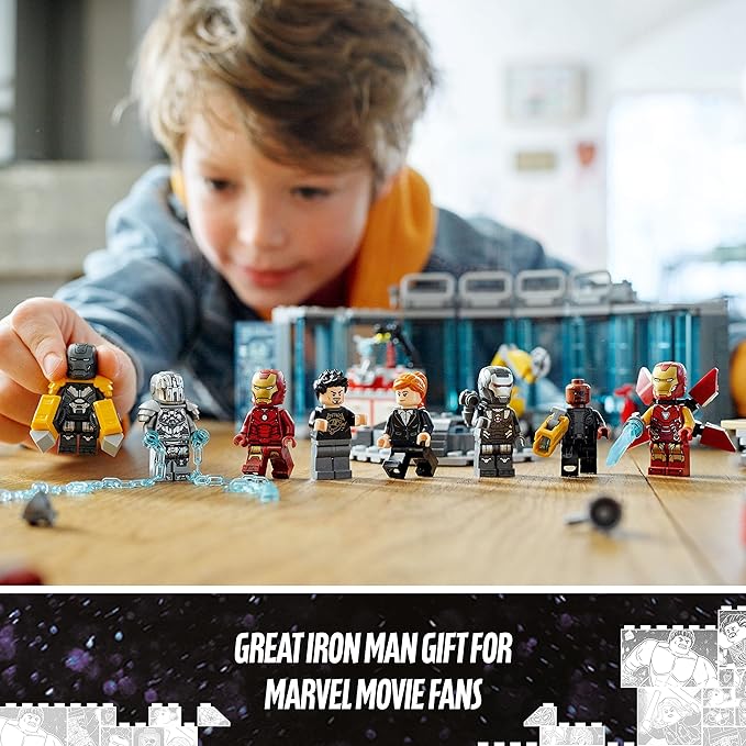 Lego Marvel Iron Man Armory Toy Building Set 76216 Avengers Gift for 7 Plus Year Old Kids Boys & Girls Iron Man Pretend Play Toy Marvel Building Kit with MK3 MK25 and MK85 Suit Minifigures