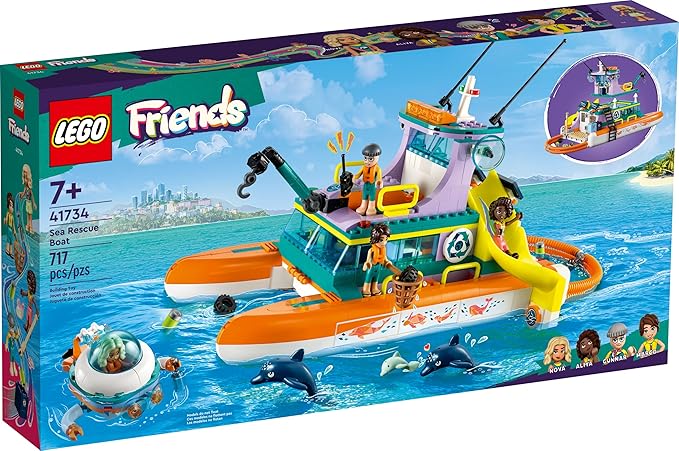 LEGO Friends Sea Rescue Boat 41734 Building Toy Set for Boys & Girls Ages 7+ Who Love The Sea Includes 4 Mini-Dolls a Submarine Baby Dolphin and Toy Accessories for Ocean Life Role Play