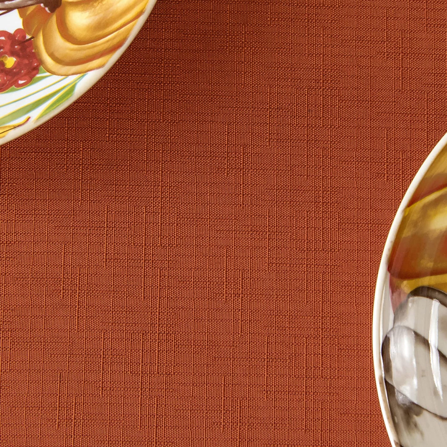 maxmill Fall Tablecloth Stain Resistant Waterproof Wrinkle Resistant Spillproof Washable Soft Slubby Textured Table Cloth for Dining Room, Harvest Thanksgiving Dinner, Rectangle 60 x 140 Inch, Rust