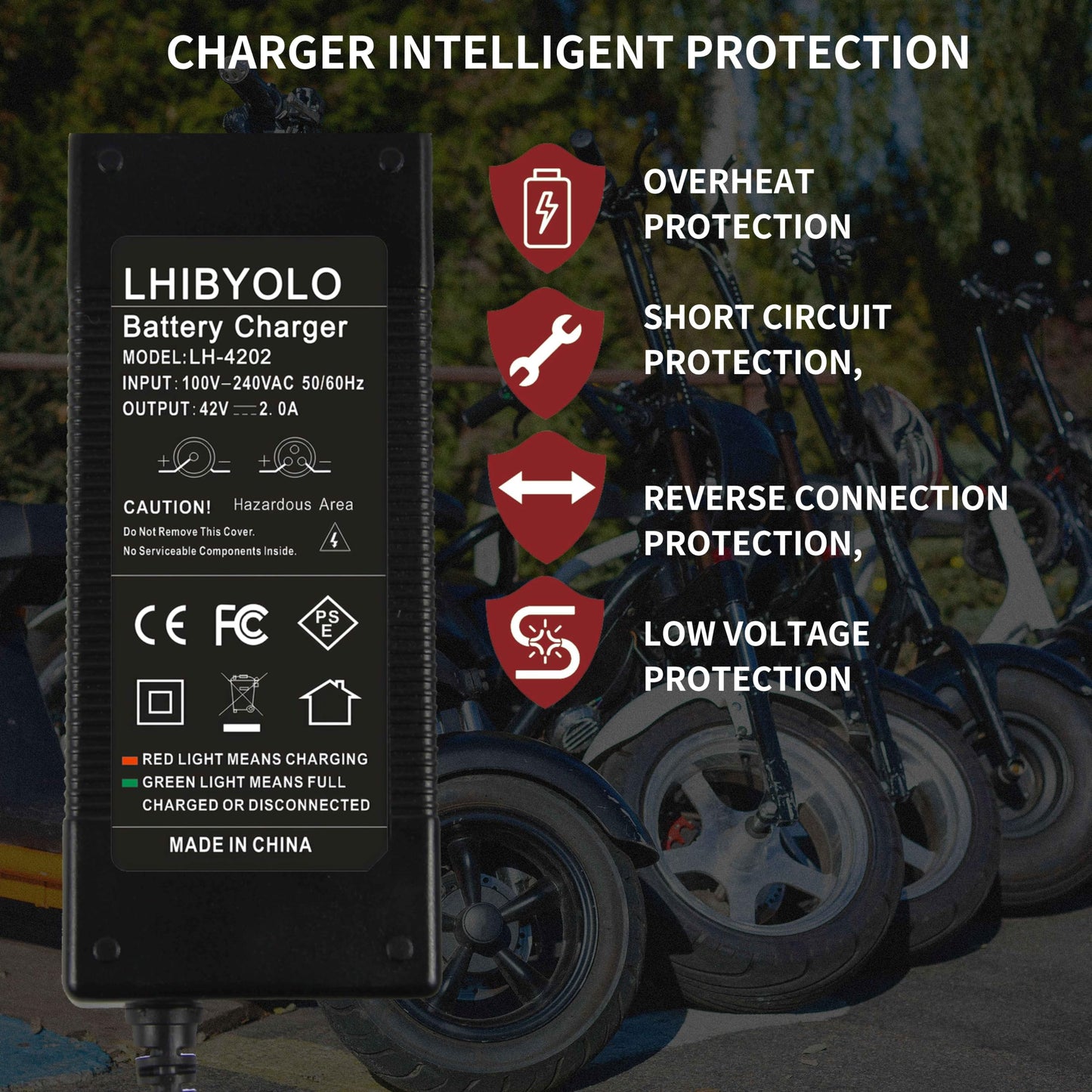 LHIBYOLO 42V 2A Electric Scooter Charger 5 in1 Plugs Universal,for 36V Electric Scooter Ebike Lithium Battery,for Jetson,Razor,Swagtron,Bird,Gotrax,Segway