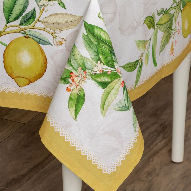 Maison d' Hermine Table Cloth Square Table 100% Cotton 60 x 60 Inches Tablecloth Reusable Decorative for Dining Kitchen Room Farmhouse Home Gifts for Mothers Day Spring Summer - Limoncello
