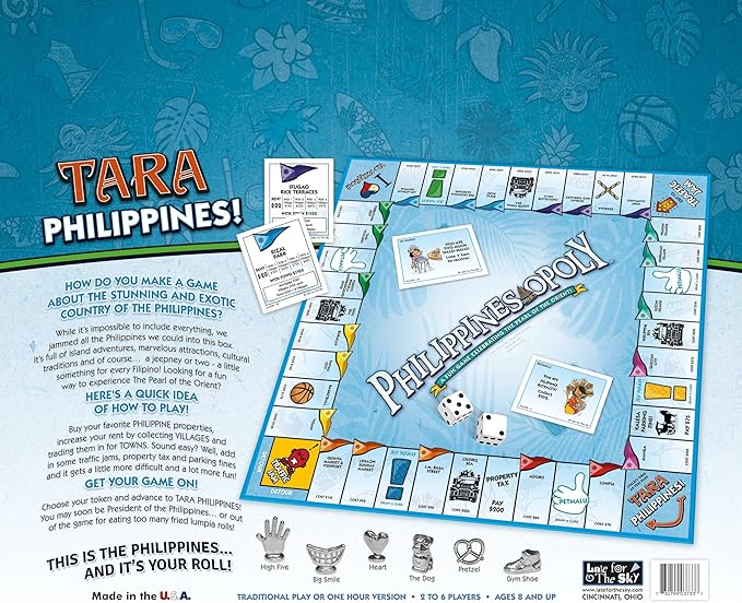 Late for The Sky Philippines-Opoly Country Board Game Family Strategy Game Night for Ages 8+ 2-6 Players Traditional or 1-Hour Play Collect City Blocks & Keys
