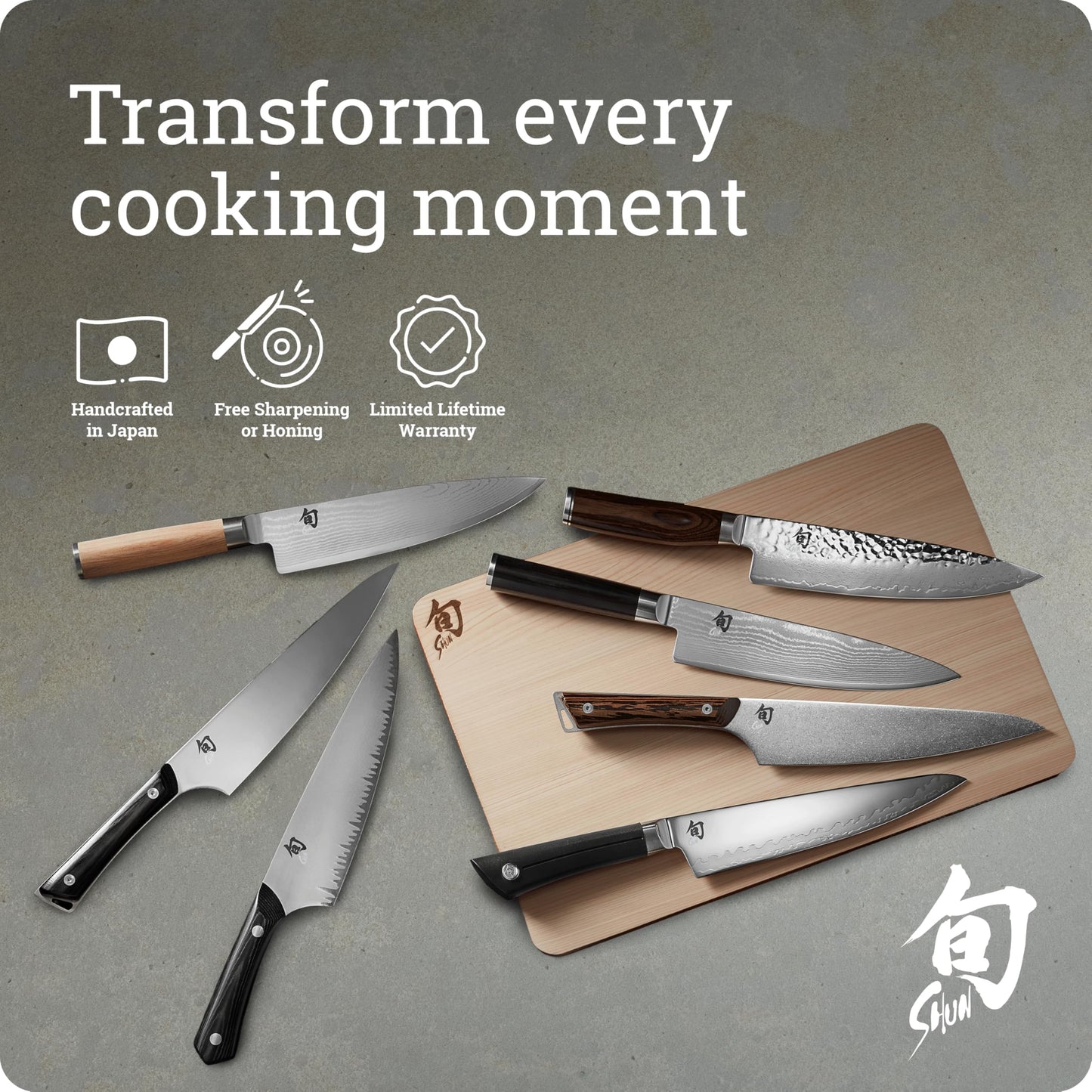 Shun Classic Blonde 5 Piece Starter Block Set, Includes 8" Chef, 3.5" Paring & 6" Utility Knives, Handcrafted Japanese Knife Block Set, Damascus Stainless Steel Cladding, Pakkawood Handle