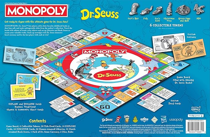 Monopoly: Dr. Seuss | Buy Sell Trade Books | Collectible Classic Monopoly Game Featuring Custom Game Board & Artwork | Officially-Licensed Game & Merchandise