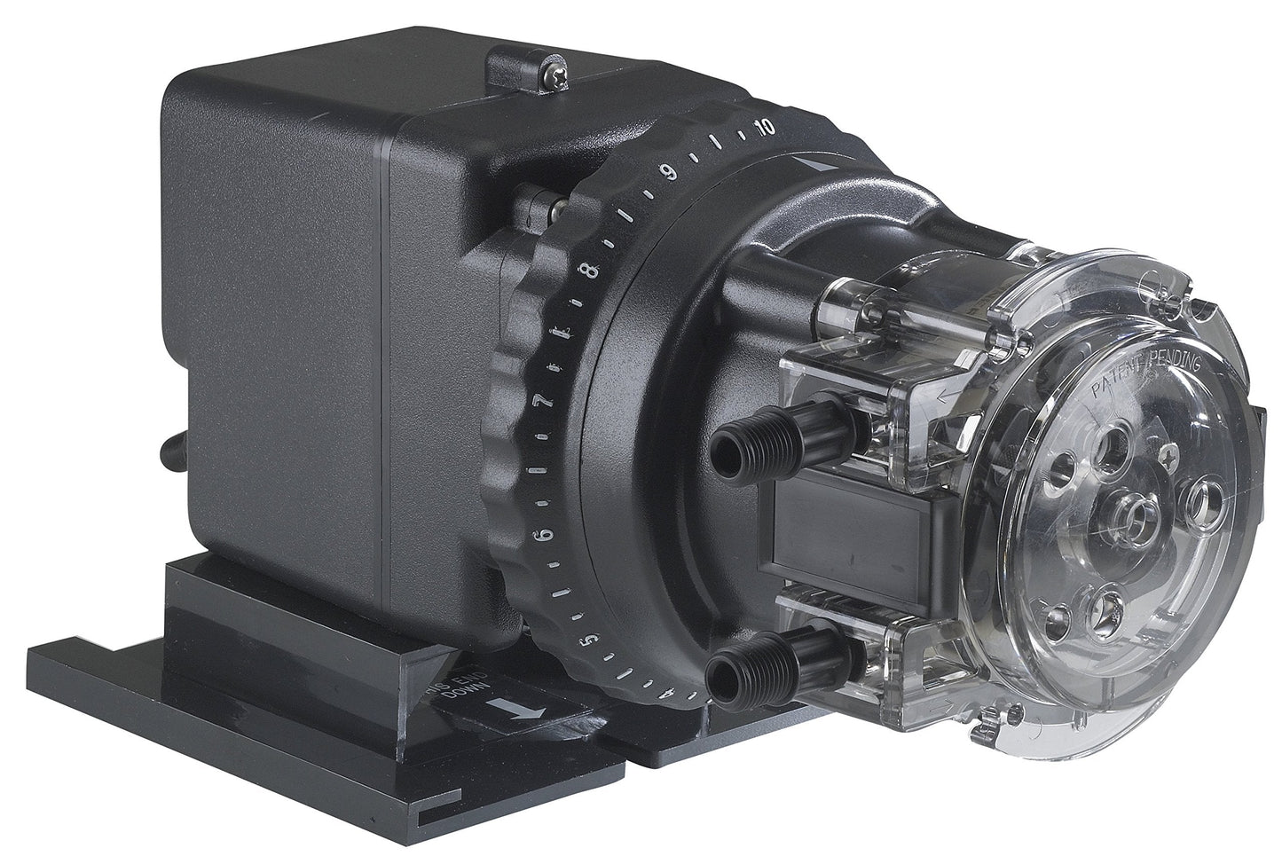 Stenner 85MJH2A2S Peristaltic Adjustable-Head Chemical Injection Pump, 0.8–17 GPD, 100 PSI, 120V, Polycarbonate, Black