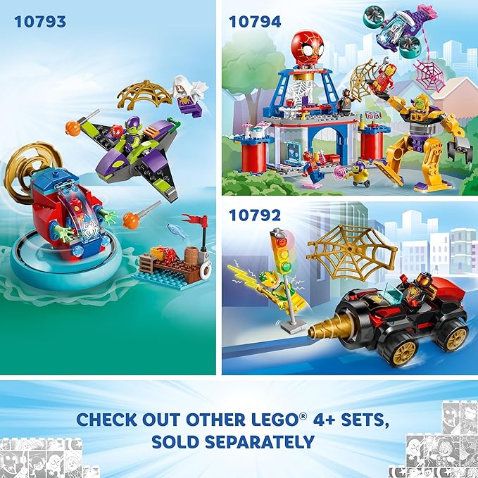 LEGO Marvel Team Spidey Web Spinner Headquarters Building Toy - Pretend Play Spidey and His Amazing Friends Toys Playset for Boys & Girls Ages 4+ Years - 3 Superhero Minifigures - 10794