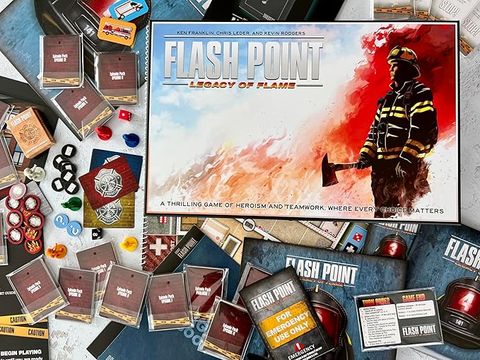 Flash Point: Legacy of Flame Board Game – Cooperative Legacy Game for 1–6 Players Ages 10+ 60-Min Campaign Play – Firefighter Strategy Game by Indie Boards & Cards