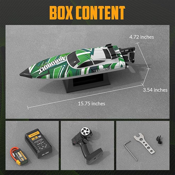 Brushless RC Boat - Remote Control Boats for Adults with LED Lights Racing Boats for Pool&Lakes2.4GHz RC High Speeding Summer Water Toy (Green)