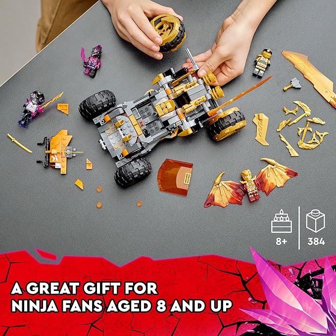LEGO NINJAGO Cole’s Dragon Cruiser Car Toy 71769 Ninja Toys with Golden Kai Cole and Snake Warrior Minifigures Gifts for Kids Boys & Girls