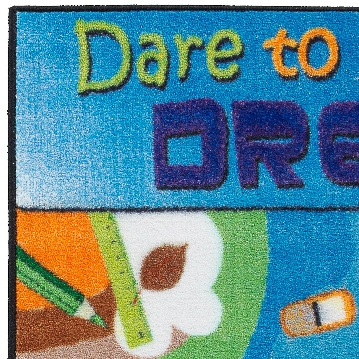 Flagship Carpets Dare to Dream Educational Rug for Children's Classroom Carpet, Home Learning Area Rug, Playroom or Kids Room Mat, 3' x 5', Blue