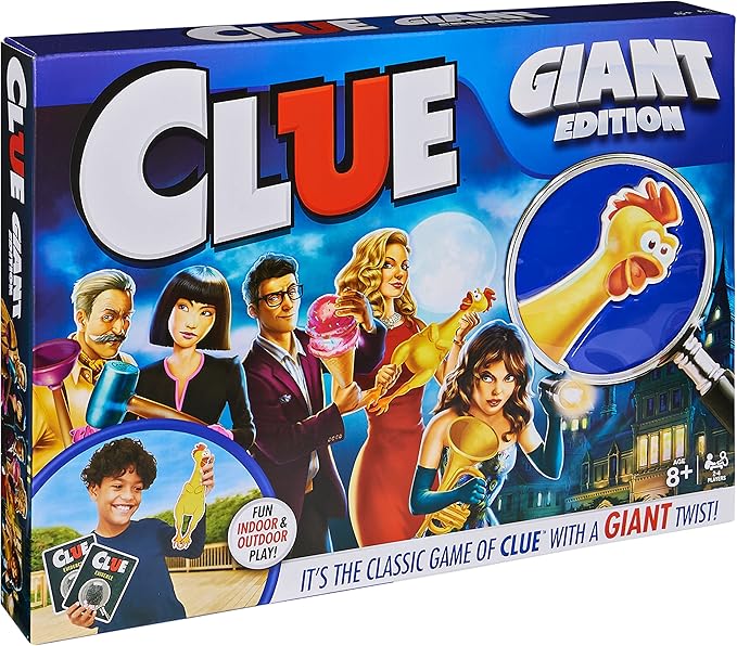 Spin Master Games Clue Giant Edition Family Game for Indoor & Outdoor Fun with Big Oversized Board for Family and Kids 2-4 Players Ages 6 & Up