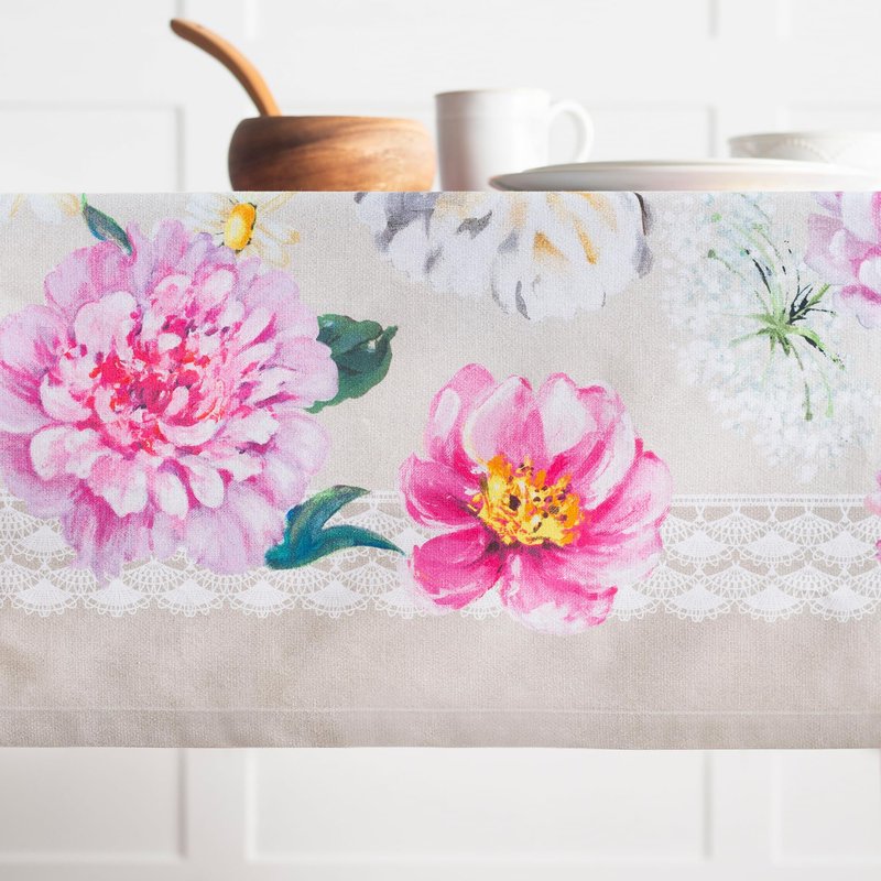 Maison d' Hermine Table Cloth Square Table 100% Cotton 54 x 54 Inches Tablecloth Reusable Decorative for Dining Kitchen Room Farmhouse Home Gifts for Mothers Day Spring Summer - Pivoine