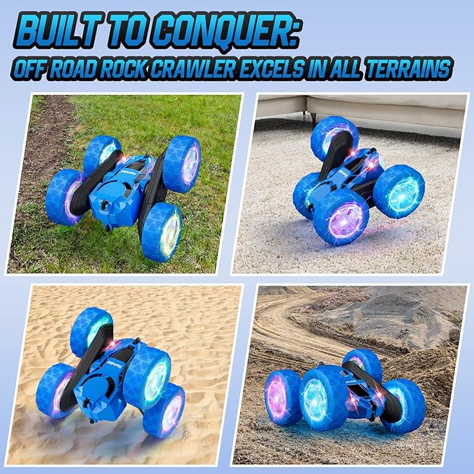 STEM Remote Control Car for Kids Ages 6-12 4WD RC Stunt Car with LED Wheel Lights & 360° Flips 2.4GHz Fast Electric Toy for Boys 8-10 Educational Gift for Birthday or Valentines