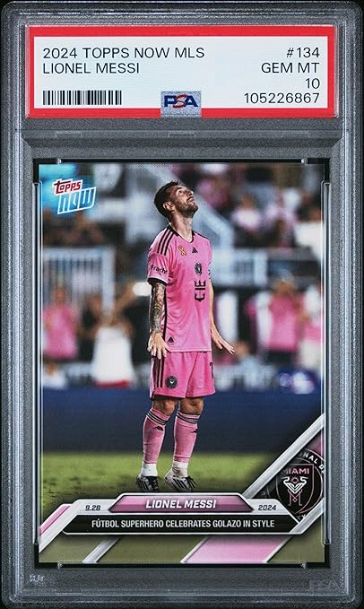 2024 Graded Psa Gem Mint 10 Lionel Messi Soccer Trading Card #134 Futbol Superhero Celebrates Golazo in Style All World Soccer Player
