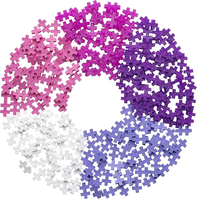 PLUS PLUS 240 Piece Interlocking Building Blocks for Kids Open Ended Connecting Toys STEM Bin Mini Manipulatives - Glitter Mix Play Tube & Baseplate