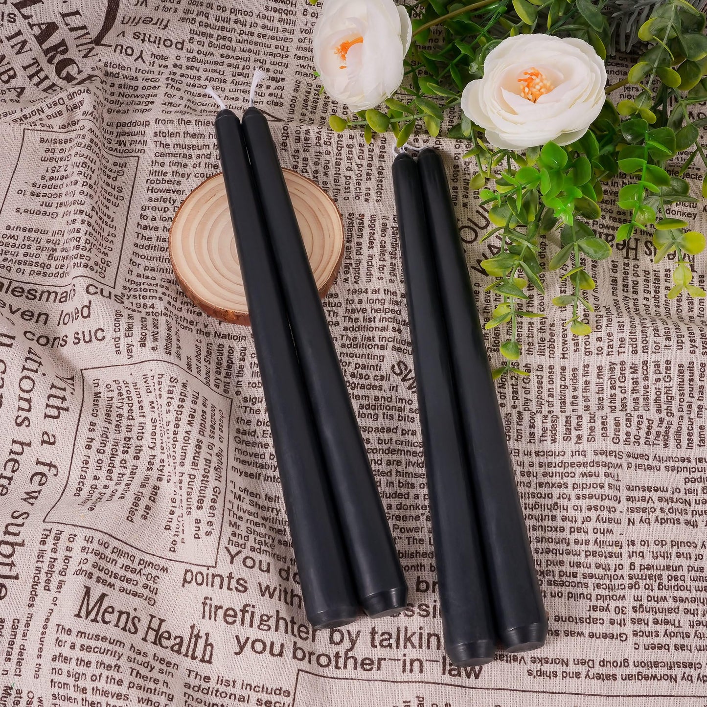 Viyffo Taper Candles, 10 Inch, 12 Pack, Velvet Matt Black – Unscented, Dripless & Smokeless Design, Up to 8 Hour Burn – Long Tall Taper Candlesticks for Wedding, Dinner & Home Decor