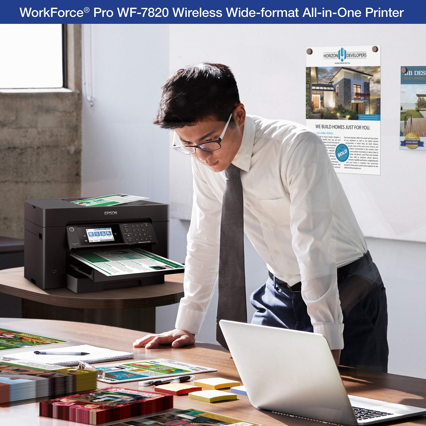 Epson Workforce Pro WF-7820 Wireless All-in-One Wide-Format Printer, Auto 2-Sided Print 13" x 19" Copy, Scan & Fax, 50-Page ADF, 250-sheet Paper Capacity, Works with Alexa - Black