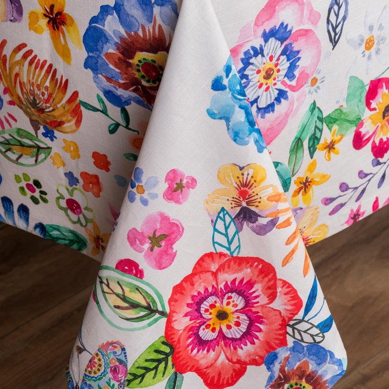 Maison d' Hermine Table Cloth Rectangle Table 100% Cotton 60 x 120 Inches Tablecloth Reusable Decorative for Dining Kitchen Farmhouse Gifts for Mothers Day Spring Summer- Happy Florals - High Summer