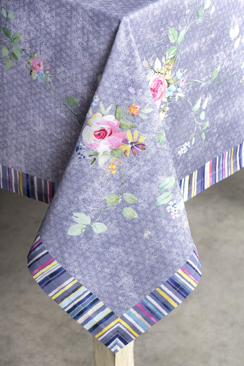 Maison d' Hermine Table Cloth Rectangle Table 100% Cotton 54 x 72 Inches Tablecloth Reusable Decorative for Dining Kitchen Gifts for Mothers Day Spring Summer - Sweet Rose Lavender - Country Garden
