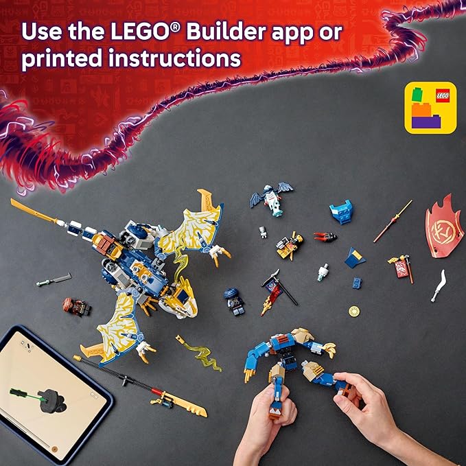 LEGO NINJAGO Rogue’s Mech Dragon Rider Building Toy - Dragons Rising Play Set & 4 Ninja Toy Minifigures for Boys & Girls Ages 8+ - 2 Ways to Build & Play - Gift Idea for Birthdays - 71843
