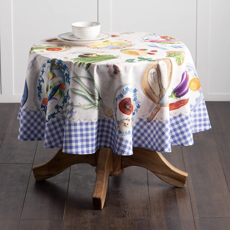 Maison d' Hermine Table Cloth Round Table 100% Cotton 63 Round Inches Tablecloth Reusable Decorative for Dining Kitchen Room Farmhouse Home Gifts for Mothers Day Spring Summer - Gourmand