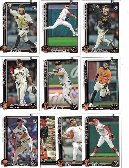 San Francisco Giants / Complete 2025 Topps San Francisco Giants Baseball Card Team Set (Series 1 and 2) with (20) Cards. *Plus Bonus* This listing includes a bonus San Francisco Giants Baseball Team S