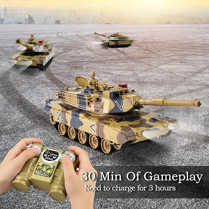 KAIM 1/24 RC TankRemote Control Tank for Boys with Smoke Lights & Sounds2.4GHz US M1A2 Abrams Army ModelMilitary Toys Gift for Kids Ages 6+