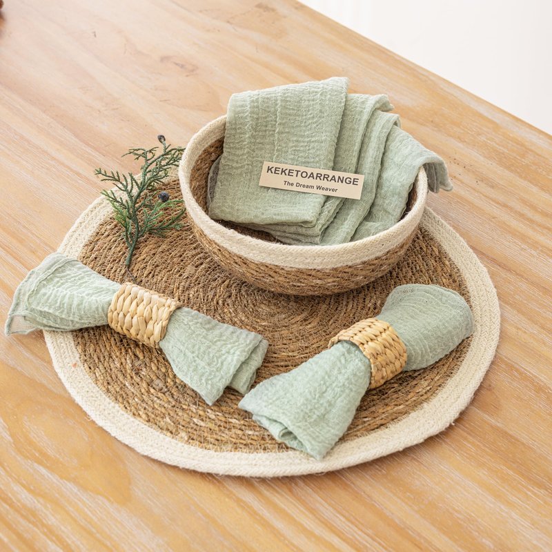Keketoarrange Cheesecloth Napkins 17x17 Inches Cloth Napkins Handmade Reusable Washable for Dinner Wedding Baby Bridal Shower Party Boho Decorations Bulk Set of 6 Sage Green