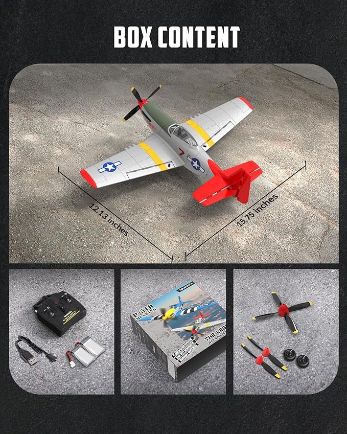 VOLANTEXRC RC Plane 4 Channel Remote Control Airplane Fighter RTF with 6-Axis Gyro 3 Modes & Aerobatics Easy to Fly 2.4GHz Radio Controlled Aircraft for Beginners & Adults P51D Mustang Re