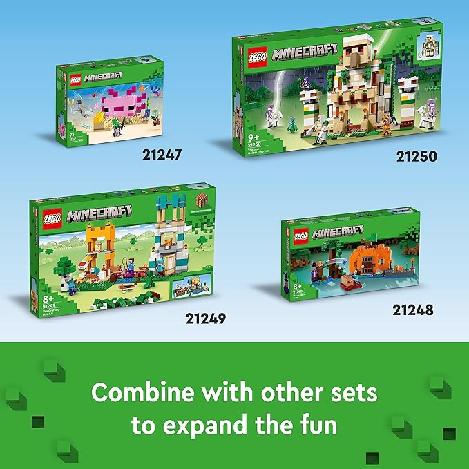 LEGO Minecraft The Axolotl House 21247 Building Toy Set Creative Adventures at a Colorful Underwater Base Includes a Diver Explorer Dolphin Drowned and More Minecraft Toy for 7 Year Old Kids