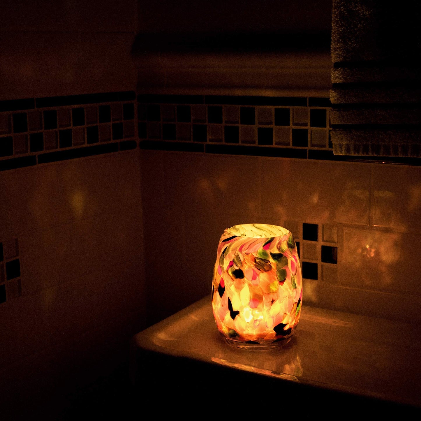 Totally Blown Glassworks Votive Candle Holder, Handmade Blown Glass, Accent Vase, Centerpiece, Home Decor, Artist Dehanna Jones, Seattle, WA. (Yellow MM Brick Road)
