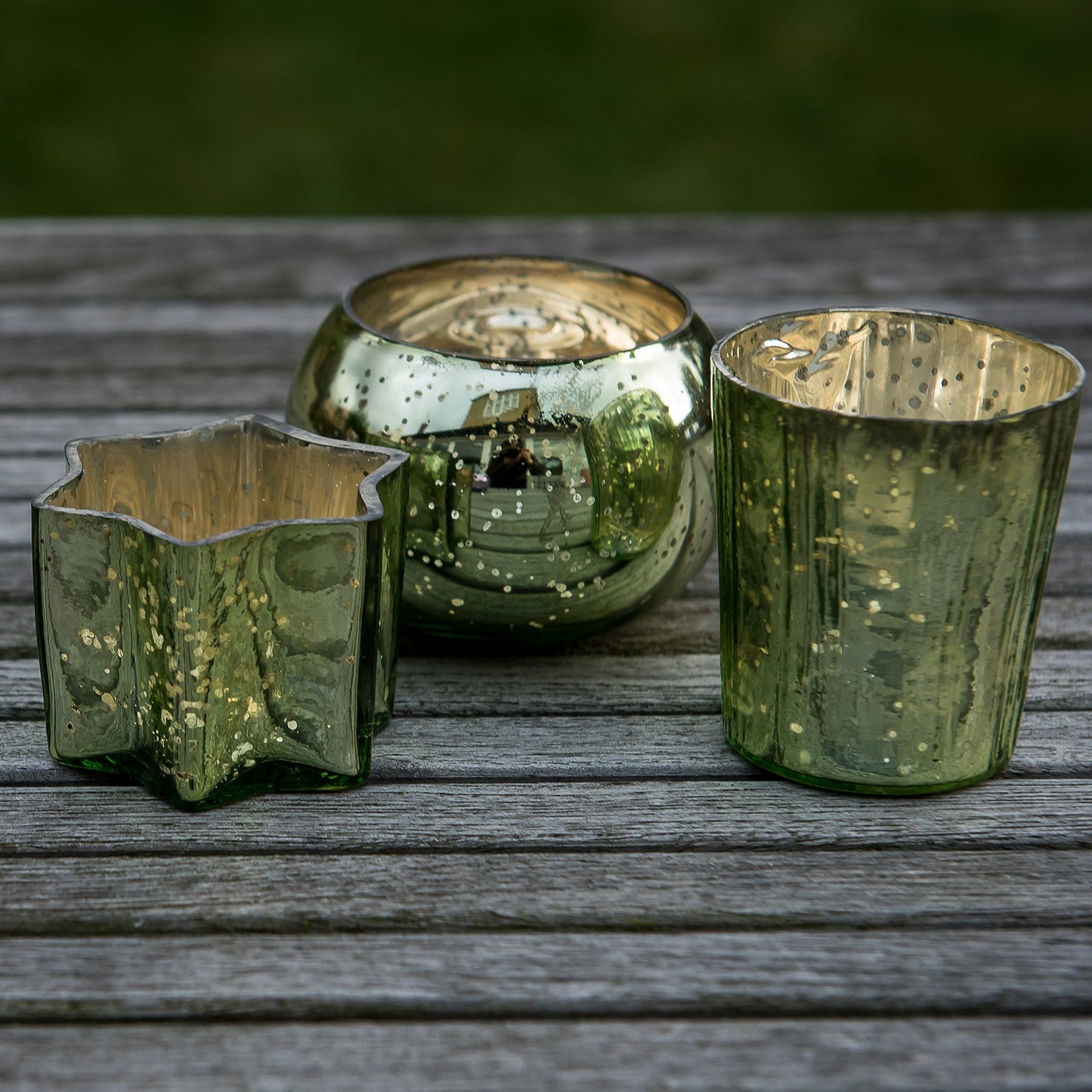 Insideretail Mercury Glass Round Votives-Light Green-6cm x 6cm, Set of 12