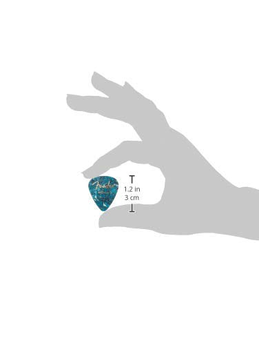 Fender Premium Celluloid Guitar Picks 351 Shape, Ocean Turquoise, Medium, 12-Pack