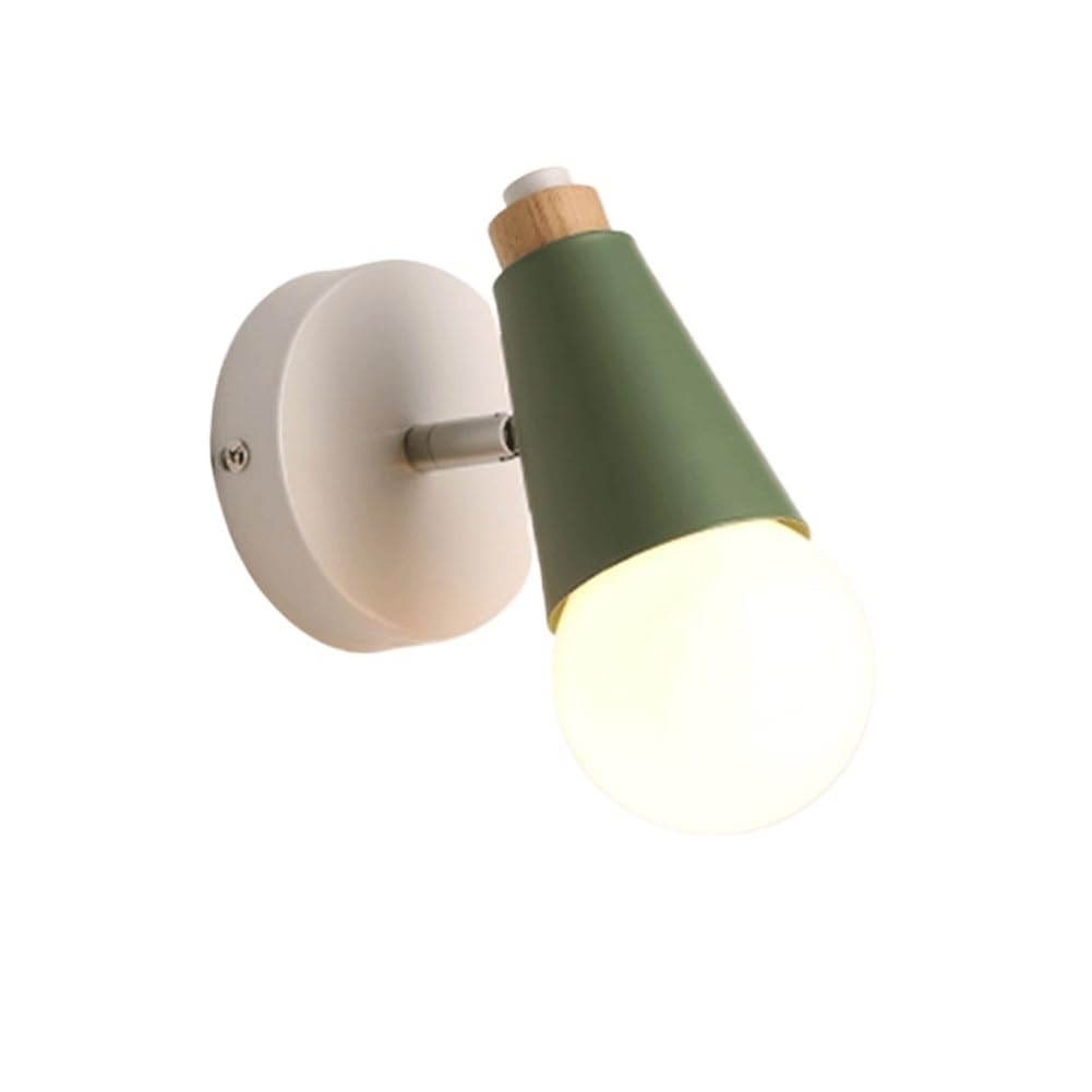 KISAD Wall Lighting Fixtures Nordic Coloured Metal Wall Sconces Adjustable Industrial Bedroom Bedside Wall Lamp Wall Mounted Lighting Fixture for Living Room Bathroom Sink Corridor(Green,1 Light)