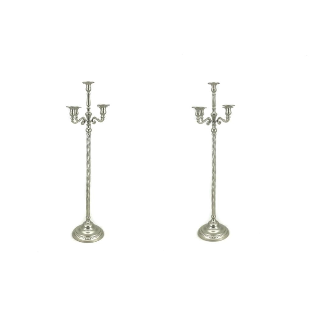 Metal Candelabra for Home Decor, 5-Candle Candle Holders, Gold Candlestick Holders, Tall Candelabras Use in Restaurant, Party and Wedding(Silver,Medium)