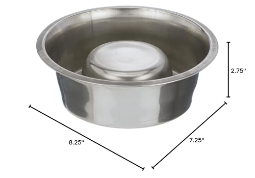 Neater Pet Brands Stainless Steel Slow Feed Dog Bowl for Fast Eating Large Breed, Metal Slow Feeder Dog Bowl Fits in Large Neater Feeders, for Puppy or Dogs (>40 lbs), 3 Cup Food Capacity