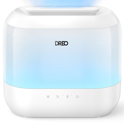 Dreo Humidifiers for Bedroom, 4L Top Fill for Large Room, 36H Runtime, 28 dB Quiet Supersized Cool Mist Air Humidifier for Baby Nursery, Plants, Indoor, Night Light, Easy to Clean & Fill