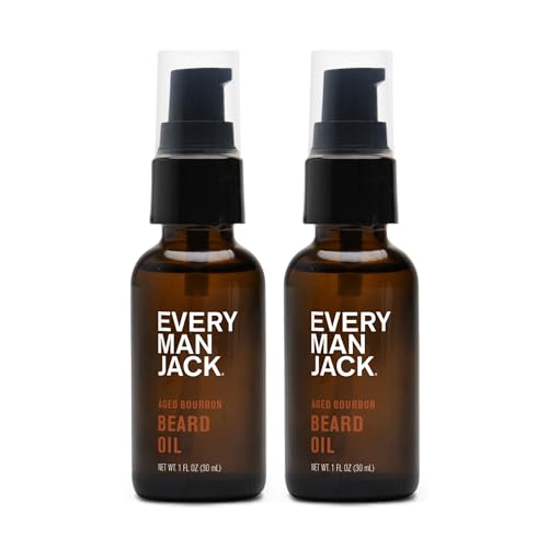 Every Man Jack Men's Beard Oil - Aged Bourbon Fragrance - Deeply Moisturizes and Softens Your Beard and Adds a Natural Shine - Naturally Derived with Shea Butter and Argan Oil - 1 fl oz