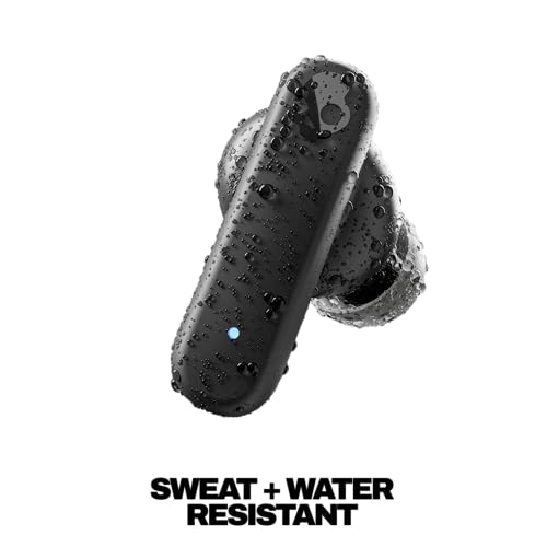 Skullcandy Smokin’ Buds Wireless Earbuds, Bluetooth Headphones, Noise Isolating Fit, Up to 20 Hours Battery, IPX4 Sweat and Water Resistant, Microphone for iPhone Android - Midnight Smoke