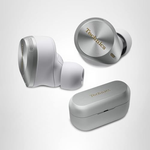 Technics Premium Hi-Fi True Wireless Bluetooth Earbuds with Advanced Noise Cancelling, 3 Device Multipoint Connectivity, Wireless Charging, Hi-Res Audio + Enhanced Calling - EAH-AZ80-S (Silver)