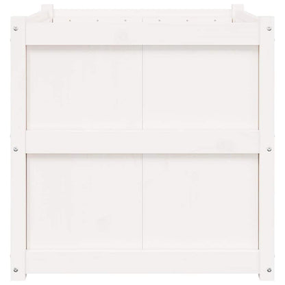 hliofuir 27 6 inch Solid Pine Wood White Square Raised Garden Planter Box Outdoor, 27 6 x 27 6 x 27 6 in Weather Resistant Large Elevated Plant Bed for Patio Terrace Balcony