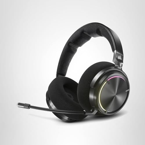 Corsair Virtuoso MAX Wireless Gaming Headset – Dolby Atmos, Active Noise Cancelling, Sonarworks SoundID, Simultaneous 2.4GHz Wireless & Bluetooth, 50mm Graphene Drivers, PC, Mac, PS5/PS4 – Carbon