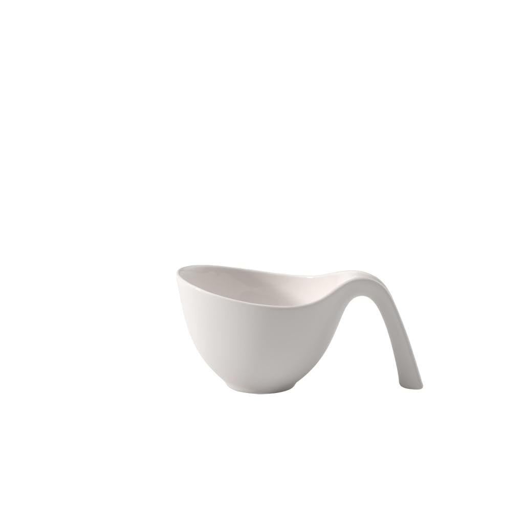 Villeroy & Boch Flow Bowl With Handle, Premium Porcelain, Made in Germany, 15 oz, White
