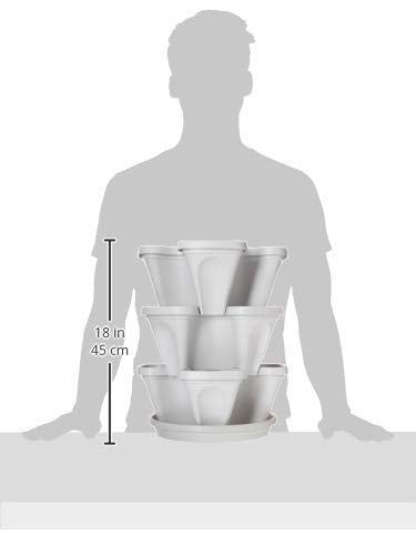 Mr. Stacky 3 Tier Stackable Vertical Garden - Indoor/Outdoor Self Watering Planter Set - Grow Herbs, Strawberries, Flowers & Succulents - Grey Stone Planters
