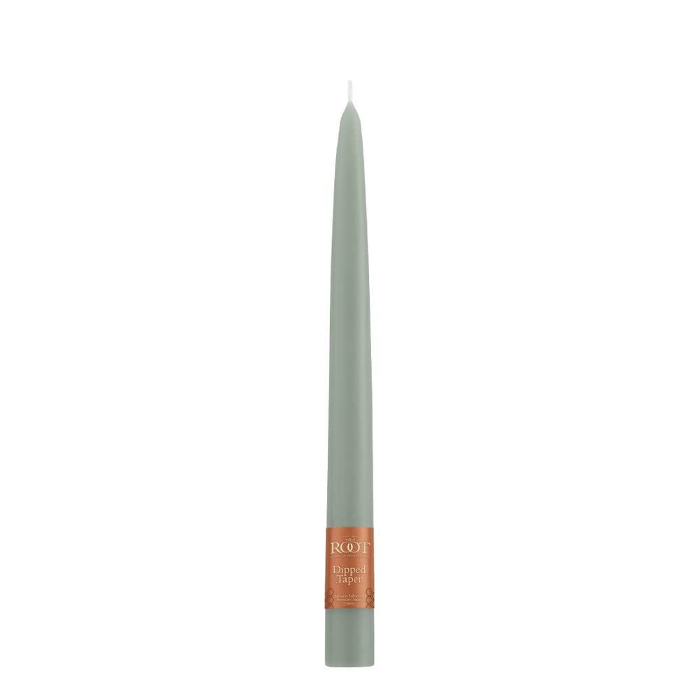 Root Candles 12-Count Unscented Taper Candles Smooth Hand-Dipped Dripless Beeswax Enhanced Boxed Candle Set, 9-Inch, Sage Green