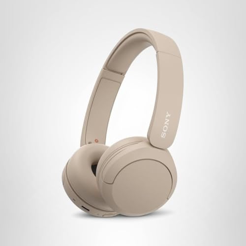 Sony WH-CH520 Wireless Headphones Bluetooth On-Ear Headset with Microphone and up to 50 Hours Battery Life with Quick Charging, Cappuccino