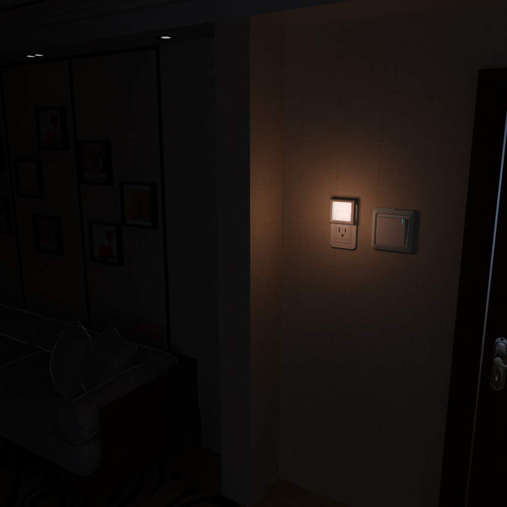 MAZ-TEK Plug-in Led Night Light with Auto Dusk to Dawn Sensor,Adjustable Brightness Warm White Lights for Hallway,Bedroom, Kids Room, Kitchen, Stairway, 2 Pack