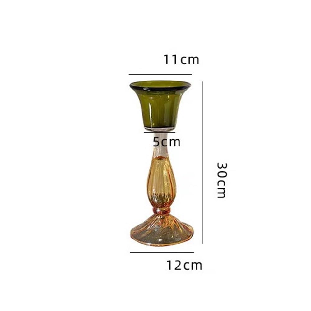 YUHUAWF Candle Holderss Second-Hand Transparent Single-Head Candlestick High-Grade Glass Green Decorative Aromatherapy Candle Holder Decorative Candlestick